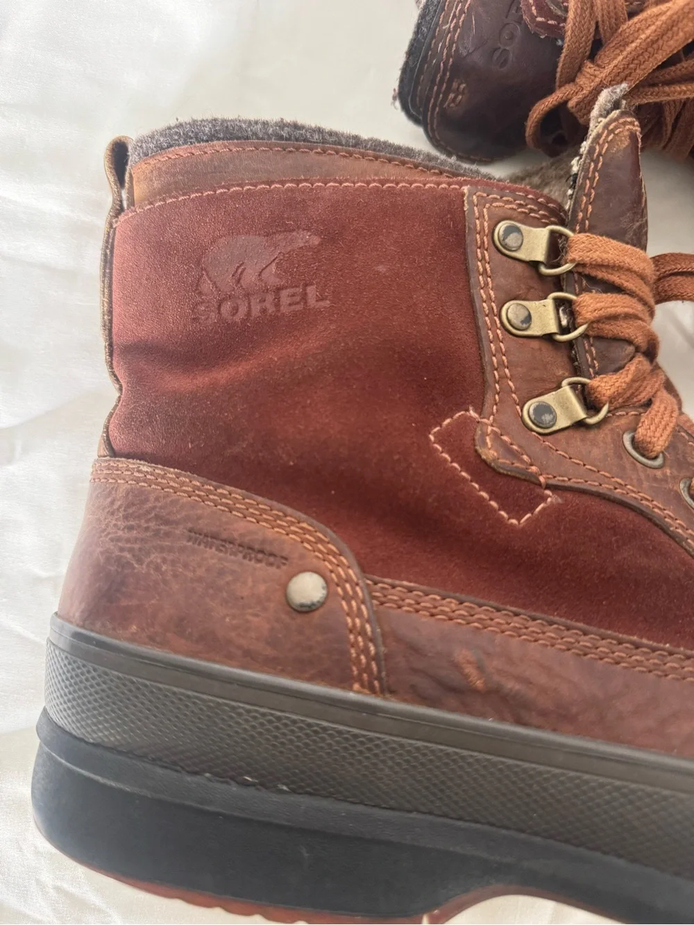 Sorel Men's Brown Leather and Suede Lace-Up Boots Size 12